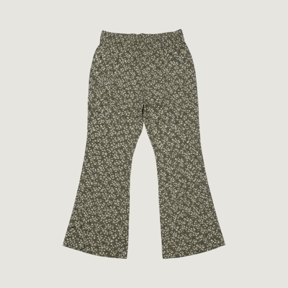Paper Crane Sage Green Floral Wide Leg Smocked Waist Pants Large